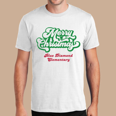 Adult T-Shirt - Winter - Merry Christmas Red and Green  Thumbnail