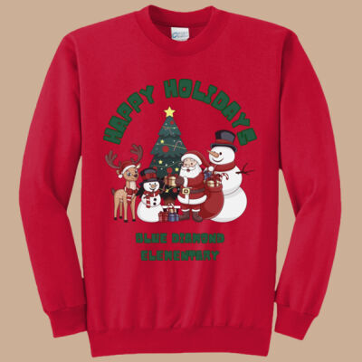 Adult Crewneck - Winter - Happy Holidays Green Thumbnail
