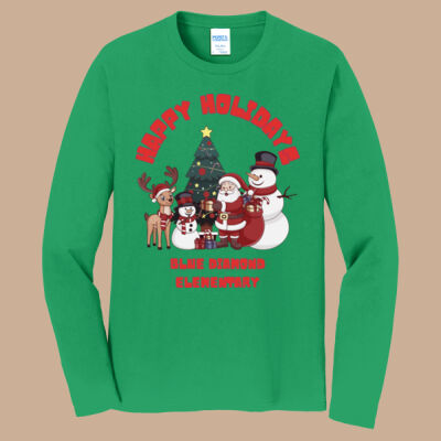 Adult Long Sleeve Shirt - Winter - Happy Holidays Red Thumbnail
